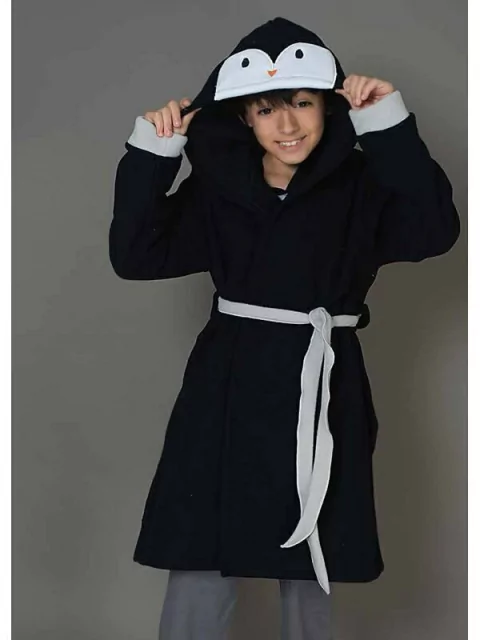 Bata de Polar con bolsillos y capucha bordad UNISEX (174850)