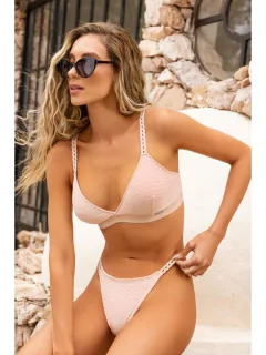 Conjunto sin taza de encaje con interno de microfibra y colaless regulable (491635) en internet