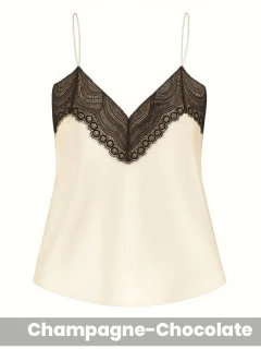 Musculosa lencera de satén elastizado con bretel elástico fino (77A008) en internet