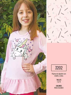 Pijama de algodón con volado y calza (173202) - comprar online
