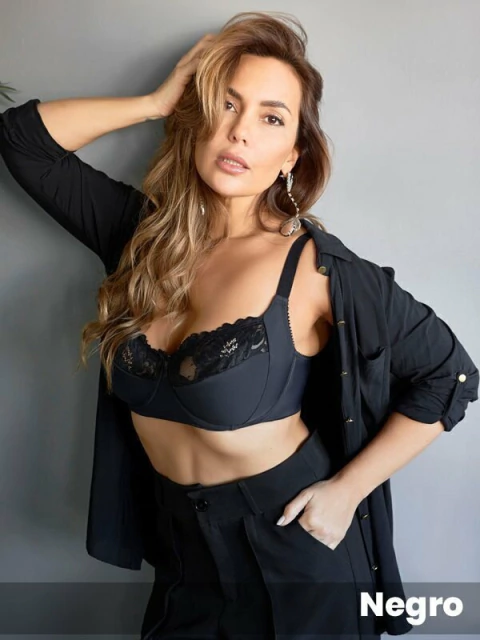 Soutien modelador confort con recorte lateral de tricot lycra y puntilla talle especial (441100E)