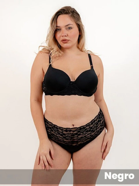 Culote vedetina alta, cintura de puntilla con microfibra (54783)