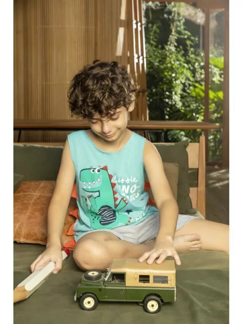 Pijama de algodón. Musculosa con estampa y picos 3D, pantalón corto (179998)