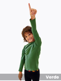 Camiseta basica manga larga cuello redondo, de algodon con lycra liso. Corte anatómico (294087J) - comprar online