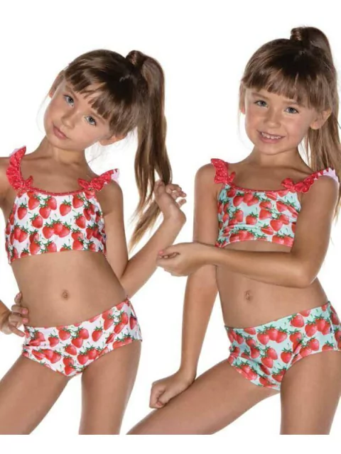Top + bikini estampada con moños y volados puntille (37419NP)