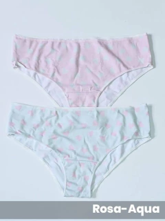 Pack x2 bombachitas juvenil algodón y lycra CORAZONES (37P93209JB) - Adorate