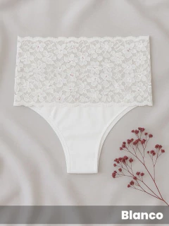 Culote vedetina alta, cintura de puntilla con microfibra (54783) - Adorate