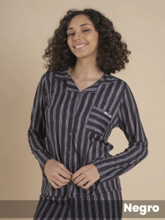 Pijama SICILIA casaca abotonada y pantalon modal (371273L) - Adorate