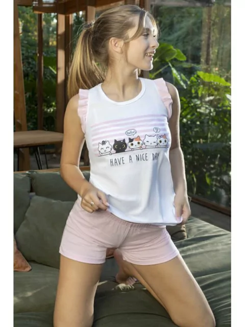 Pijama De Algodón 100 % Musculosa con Estampa (1712002)