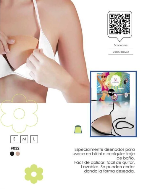 Bikini soft triangle pads. Levanta busto Lavable Hipoalergenico. (27032)