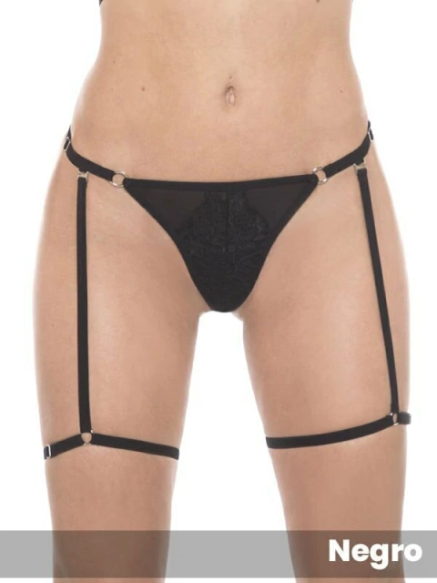 Tanga Colaless Con Arnés Tul Y Puntilla (146315.1)