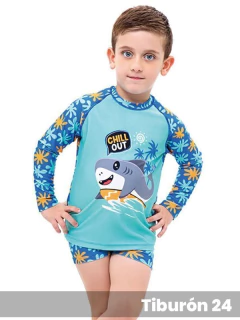 Malla Short Y Remera Manga Larga Tiburón (1412831)