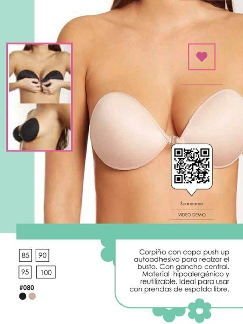 Magic bra. Corpiño con copa push up autoadhesivo Reutilizable. (27080)