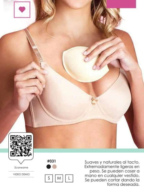 Bra soft push up pads. Lavable Hipoalergenico. (27031)