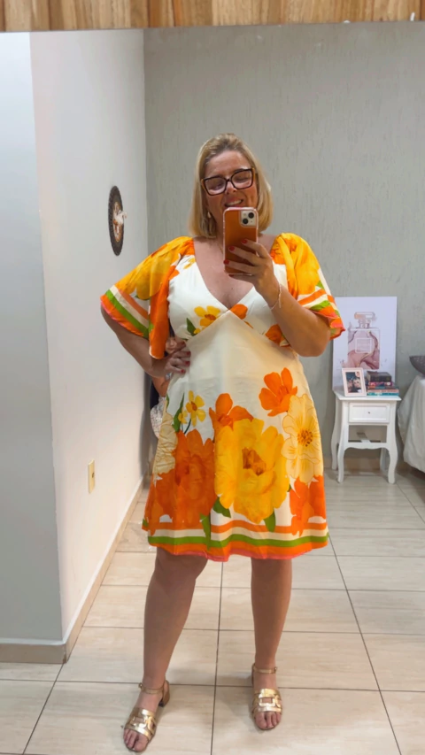 Vestido flores bege - comprar online