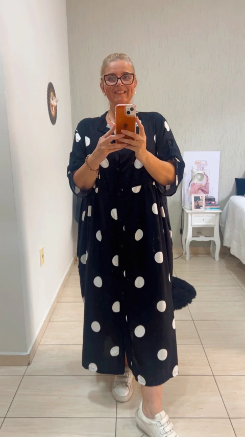 Vestido Longo Bianca com Botões poa - comprar online