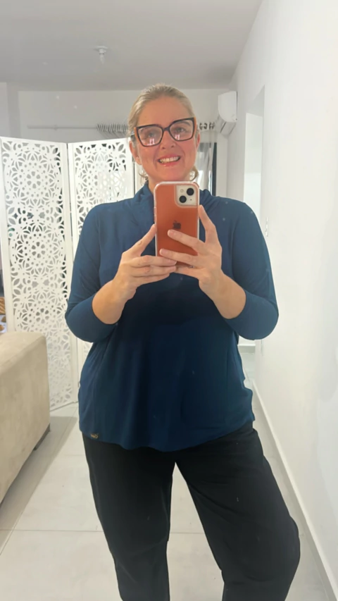 Blusa gola boba malha maquinetada azul - comprar online