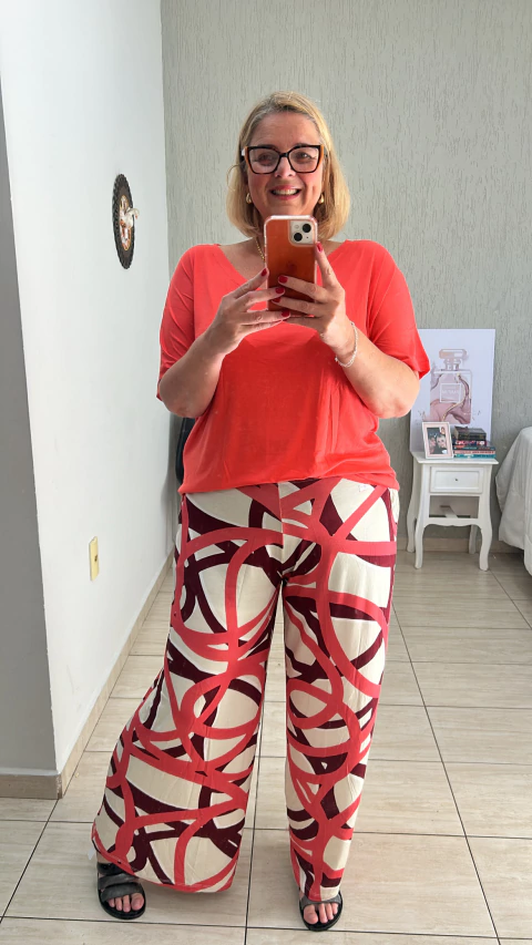 Conjunto malha premium detalhes coral - comprar online