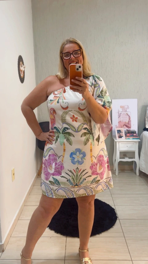 Vestido Ombro Único Estampado - comprar online
