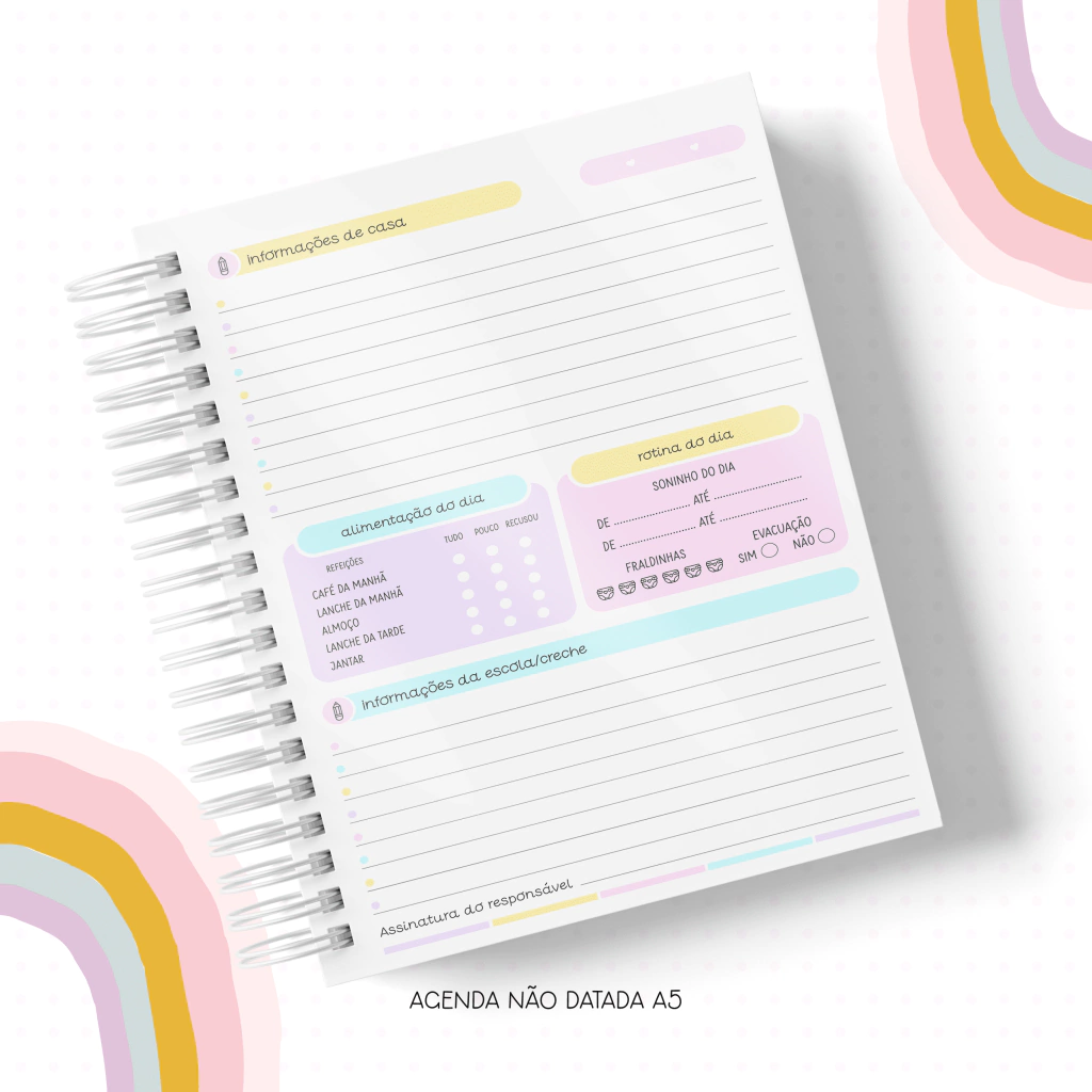 Agenda Escolar Creche 1 dia por página- Escolha a capa no link