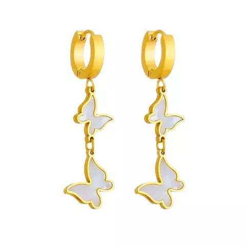 Aros Doble Mariposa Blanca. PL3