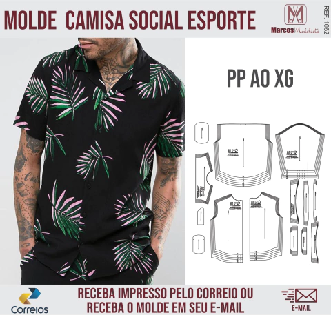 Molde Camisa Social Esporte Masculino 1062