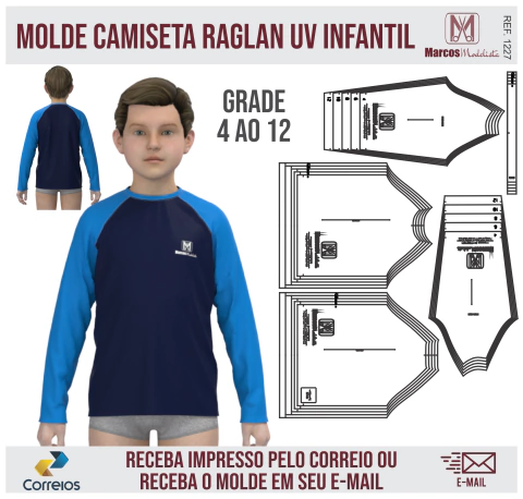 Molde Camiseta Raglan UV Infantil 1227