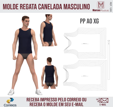 Molde Regata Canelada Masculino 1285