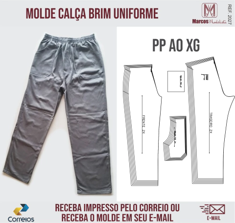 Molde Calça Fardamento Brim ou Sarja 2027