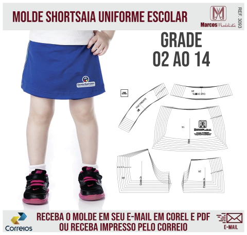 Molde Shorts/saia Infantil Uniforme Escolar 3093