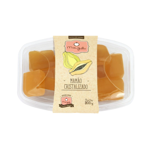 Doce de mamão amarelo cristalizado em pedaços 