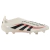 Chuteira adidas Predator 2025 branca, preta e vermelha, com design inspirado nos modelos clássicos Mania e Accelerator. Apresenta tecnologia de ponta para controle, conforto e desempenho máximo.
