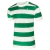 Camisa 120 anos do Celtic FC, listras horizontais em verde e branco, escudo Adidas discreto no peito, estilo clássico | Tevo Sports