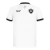 nova camisa alternativa do Botafogo para a temporada 2024/2025. A camisa branca possui um design futurista com uma mandala central e detalhes em preto e prata. 