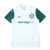 Camisa Reserva do Palmeiras 2025 da Puma, predominantemente branca com estampa em jacquard. As mangas são verdes e a gola polo branca traz a frase “De fato é campeão” no interior.