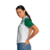 Camisa Palmeiras II 2025 Feminina, cor branca com mangas verdes, gola polo branca, estampa jacquard exclusiva, escudo oficial do Palmeiras no lado esquerdo do peito, logo PUMA em verde no lado direito e em branco nas mangas, além do patrocínio Sportingbet