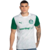 Camisa Reserva do Palmeiras 2025 da Puma, predominantemente branca com estampa em jacquard. As mangas são verdes e a gola polo branca traz a frase “De fato é campeão” no interior.