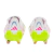Chuteira Adidas Predator 24 Foldover Tongue FG nas cores branca, verde fluorescente e rosa, destacando seu design moderno e tecnologia avançada.