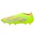 Imagem da Chuteira Adidas Predator 24 Laceless FG do Mystic Victory Pack nas cores verde, rosa e azul. A chuteira é equipada com o cabedal HybridTouch, oferecendo conforto leve e controle superior. As lâminas Strikeskin garantem precisão no toque, enquant