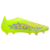 Imagem da Chuteira Adidas Predator 24 Laceless FG do Mystic Victory Pack nas cores verde, rosa e azul. A chuteira é equipada com o cabedal HybridTouch, oferecendo conforto leve e controle superior. As lâminas Strikeskin garantem precisão no toque, enquant