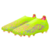 Imagem da Chuteira Adidas Predator 24 Laceless FG do Mystic Victory Pack nas cores verde, rosa e azul. A chuteira é equipada com o cabedal HybridTouch, oferecendo conforto leve e controle superior. As lâminas Strikeskin garantem precisão no toque, enquant