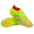 Imagem da Chuteira Adidas Predator 24 Lowcut FG do Mystic Victory Pack, nas cores verde, rosa e azul. A chuteira possui o cabedal HybridTouch com Strikeskin para precisão e controle na bola. A sola ControlFrame 2.0 garante agilidade, tração multidireciona