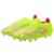 Imagem da Chuteira Adidas Predator 24 Lowcut FG do Mystic Victory Pack, nas cores verde, rosa e azul. A chuteira possui o cabedal HybridTouch com Strikeskin para precisão e controle na bola. A sola ControlFrame 2.0 garante agilidade, tração multidireciona