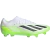 Chuteira Adidas X Crazyfast.1 FG Crazyrush em destaque, exibindo seu design leve e elegante com cabedal Aeropacity Speedskin semitranslúcido, colarinho adidas PRIMEKNIT e sola SPEEDFRAME com tecnologia AEROPLATE. Perfeita para jogadores que buscam velocid