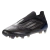 Chuteira de futebol Adidas F50 Elite FG Laceless Darkspark na cor preta com detalhes dourados e cinza. O cabedal é feito de material sintético leve e oferece suporte e amortecimento.