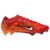  chuteira de futebol Nike Mercurial Dream Speed Vapor 15 Elite FG MDS 007.  A chuteira possui um design predominantemente vermelho com detalhes em laranja vibrante, preto e branco. O cabedal é feito de material Vaporposite+ texturizado para melhor control