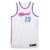 Regata Miami Heat Vice City 2024/25 City Edition, com design inspirado na cultura dos anos 80 de Miami. Uniforme branco com detalhes rosa fúcsia e azul gale, logo "Miami" em fonte cursiva e numeração estilizada. Edição especial Nike para a temporada 2024/