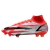Chuteira Nike Mercurial Superfly 8 Elite FG CR7 Spark Positivity em vermelho, preto e branco. A chuteira apresenta um design Flyknit envolvente para um ajuste semelhante a uma meia, material NikeSkin ultrafino para toque preciso em todas as condições, pla