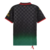 Quarta camisa do AC Milan 2025 Puma x Off-White, em preto e verde com degradê, gola polo preta com efeito grunge vermelho, setas icônicas da Off-White, escudo TPU 3D preto com "Diavoli" em vermelho, logo PUMA e patrocínios em amarelo chanfrado, número "63