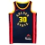 O uniforme City Edition 2024-2025 do Golden State Warriors, da Nike, homenageia a Golden Gate Bridge. Os painéis laterais destacam as torres, os shorts mostram os cabos de suspensão, e a fonte remete à placa histórica da ponte. 